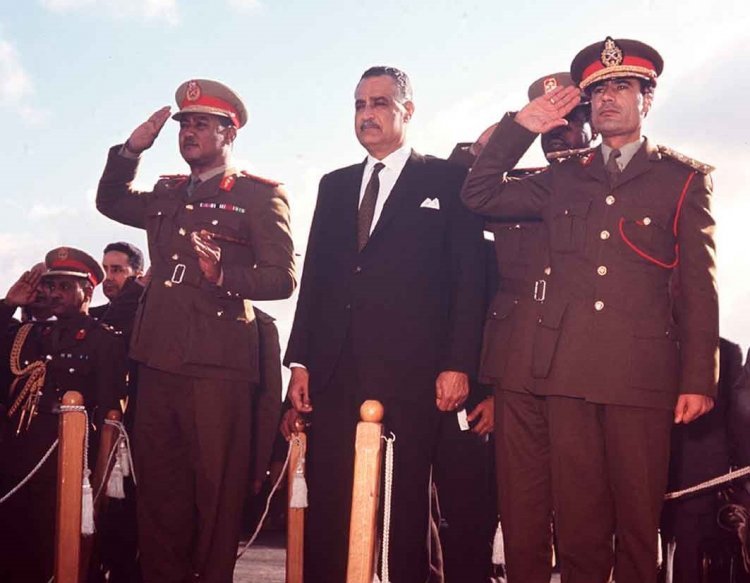 Abdel Nasser na Katibu wa Taifa Kanali Gaddafi
