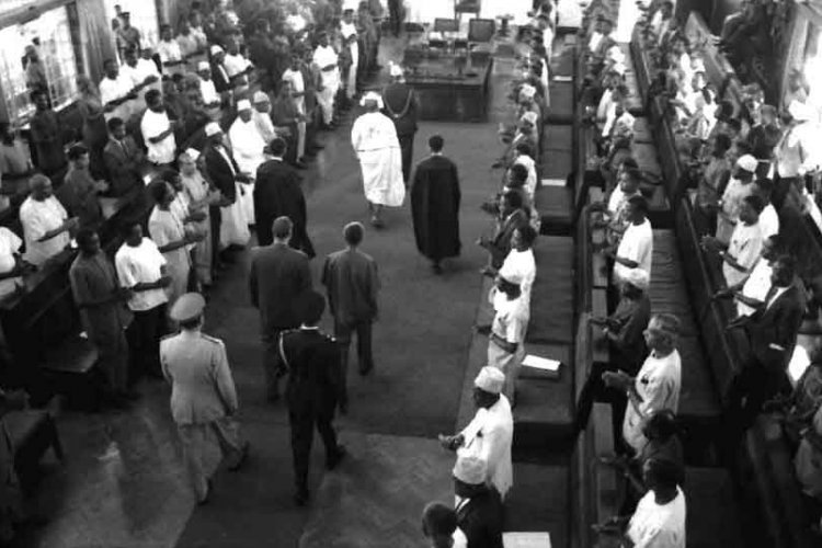 Abdel Nasser Delivers His Speech at the Tanzanian National Assembly.